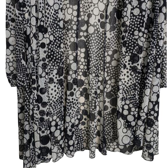 Ali Miles Sheer Mesh Polka Dot Cardigan 1X Black Open Front Draped Lagenlook - Picture 3 of 11